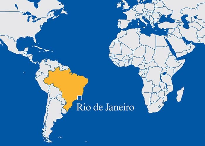 maailma kaart, mis näitavad Rio de Janeiro