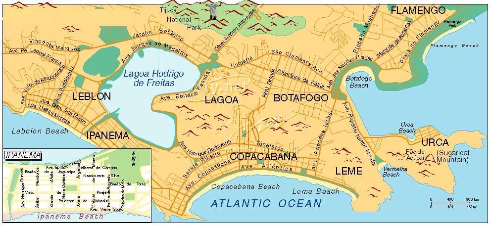 kaart rannad Rio de Janeiro