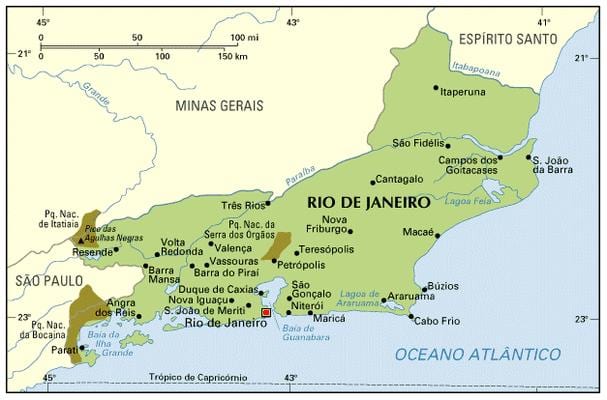 koordinaadid kaardil Rio de Janeiro