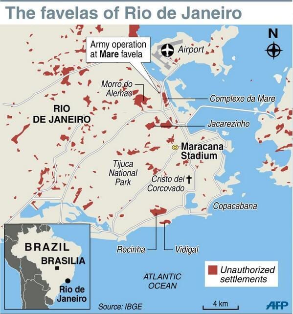 favela Rio de Janeiro kaart